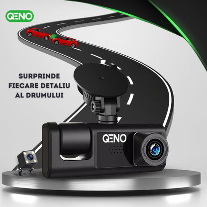 Camera Auto De Bord DVR Qeno® TRIO Camera High PRO Full HD 1080P, 3 Lentile