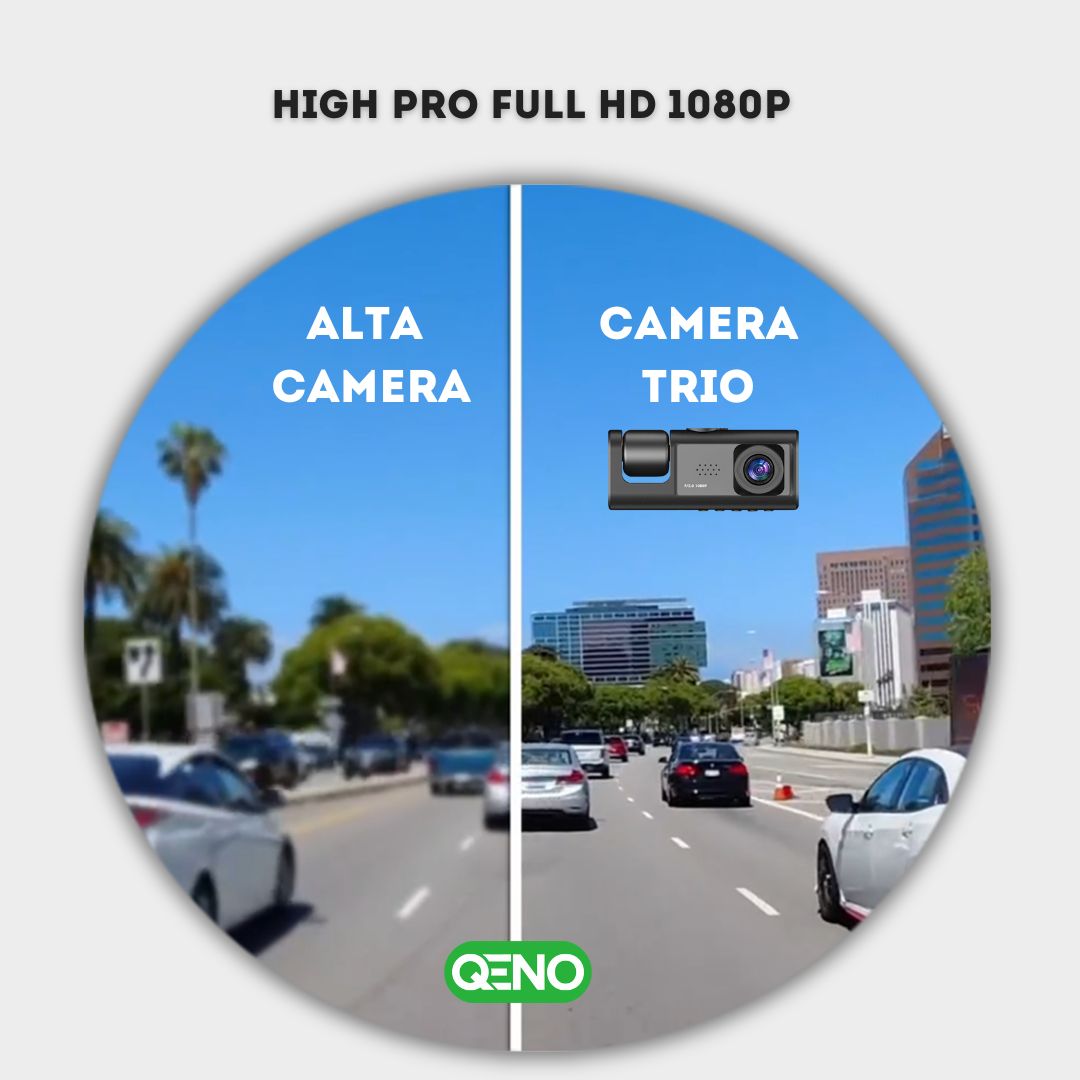 Camera Auto De Bord DVR Qeno® TRIO Camera High PRO Full HD 1080P, 3 Lentile