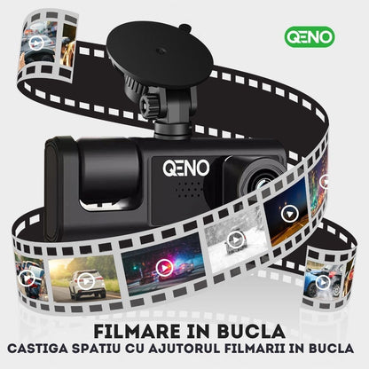 Camera Auto De Bord DVR Qeno® TRIO Camera High PRO Full HD 1080P, 3 Lentile