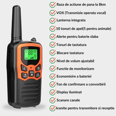 Set 2x Statie Radio Portabila Emisie Receptie, Walkie Talkie QENO® — poza 7