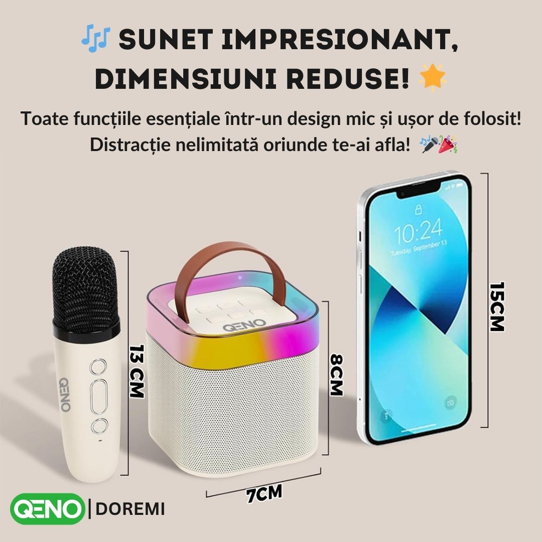 Set Boxa Bluetooth 5.3 Karaoke Cu 2 Microfoane Wireless DoReMi Qeno®