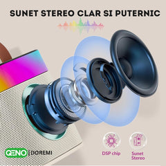 Set Boxa Bluetooth 5.3 Karaoke Cu 2 Microfoane Wireless DoReMi Qeno® — poza 4
