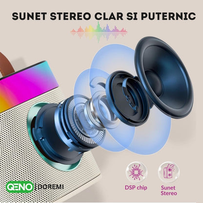 Set Boxa Bluetooth 5.3 Karaoke Cu 2 Microfoane Wireless DoReMi Qeno®