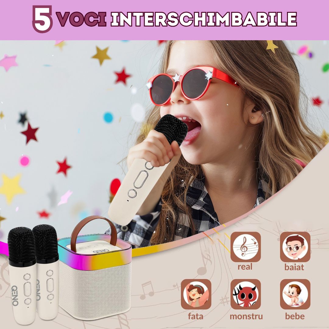 Set Boxa Bluetooth 5.3 Karaoke Cu 2 Microfoane Wireless DoReMi Qeno®
