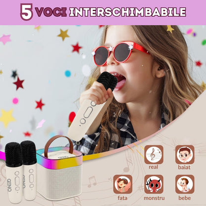 Set Boxa Bluetooth 5.3 Karaoke Cu 2 Microfoane Wireless DoReMi Qeno®