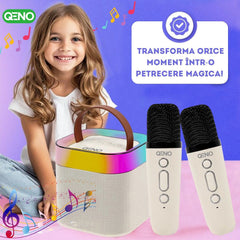 Set Boxa Bluetooth 5.3 Karaoke Cu 2 Microfoane Wireless DoReMi Qeno® Resigilat — poza 8