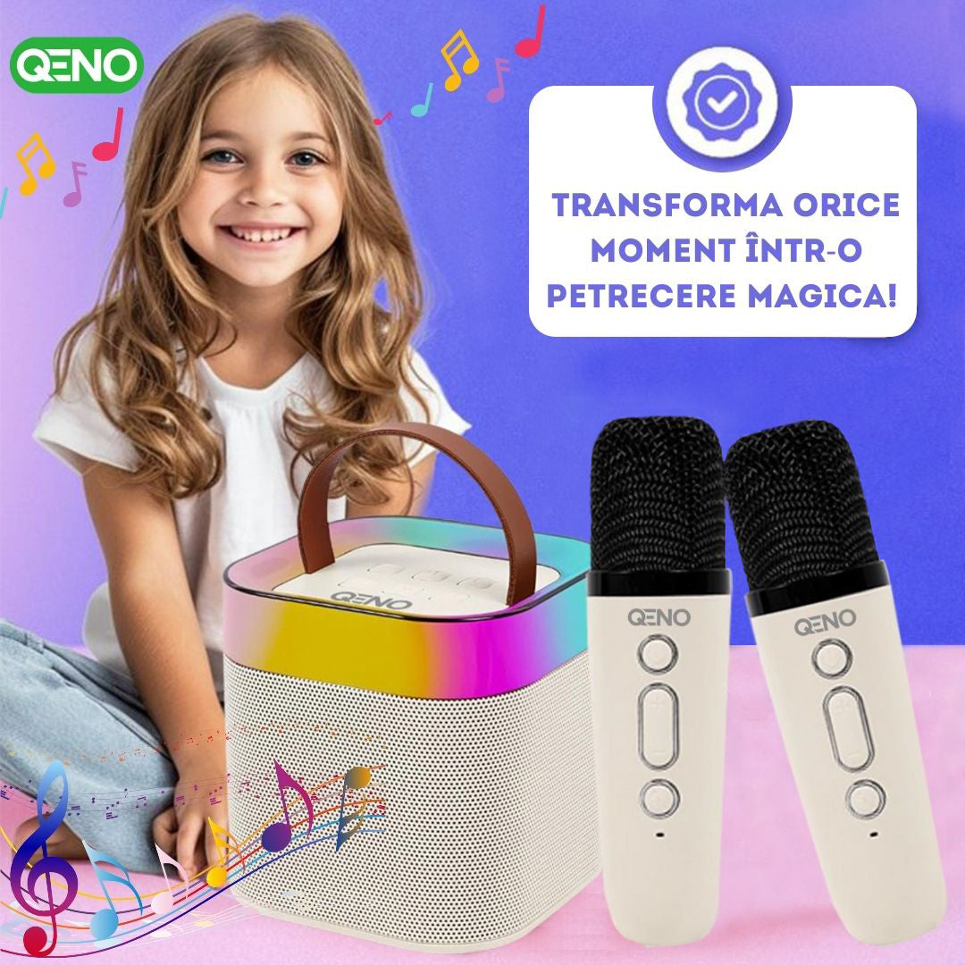 Set Boxa Bluetooth 5.3 Karaoke Cu 2 Microfoane Wireless DoReMi Qeno®