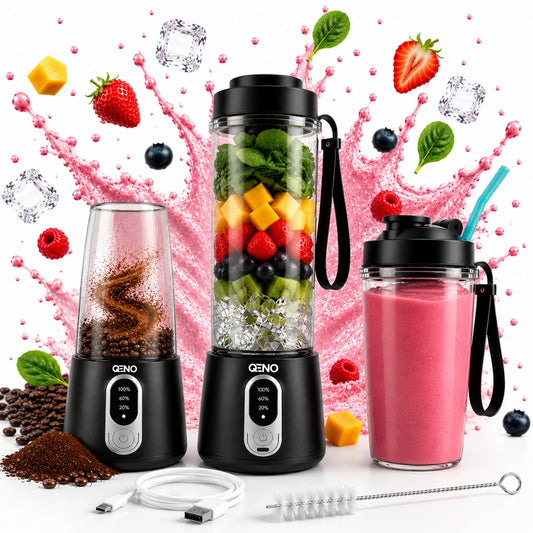 Mini Blender Portabil Electric 2in1 Rasnita cafea, QENO® BLENDYFIT