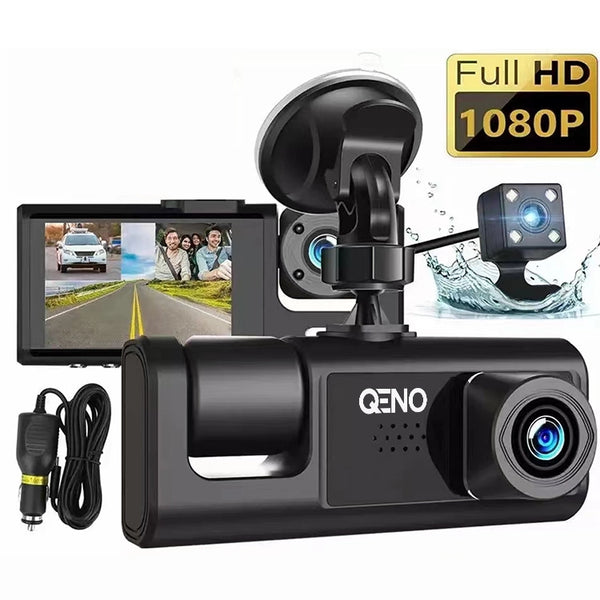 Camera Auto De Bord DVR Qeno® TRIO Camera High PRO Full HD 1080P, Night Vision, IPS Display 2"