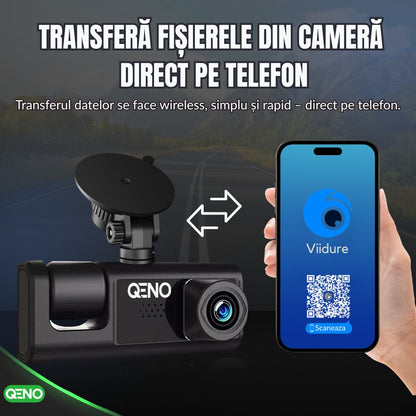 Camera Auto De Bord DVR Qeno® TRIO Camera High PRO Full HD 1080P, 3 Lentile