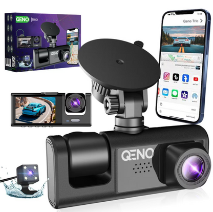 Camera Auto De Bord DVR Qeno® TRIO Camera High PRO Full HD 1080P, 3 Lentile