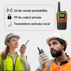 Set 2x Statie Radio Portabila Emisie Receptie, Walkie Talkie QENO® — poza 8